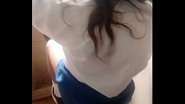Horny 19 yesr omd school girl masterbate / play with fanny before class , hot sexy short blue minushirt , your cock will explode even before the end of this video , sexy solo pussy play