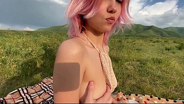 A petite Asian girl gets a rough fuck outdoors; it looks like someone ratted us out