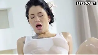 Wet Bodysuit Yanked Aside for Deep Doggy Ass Pounding From Behind